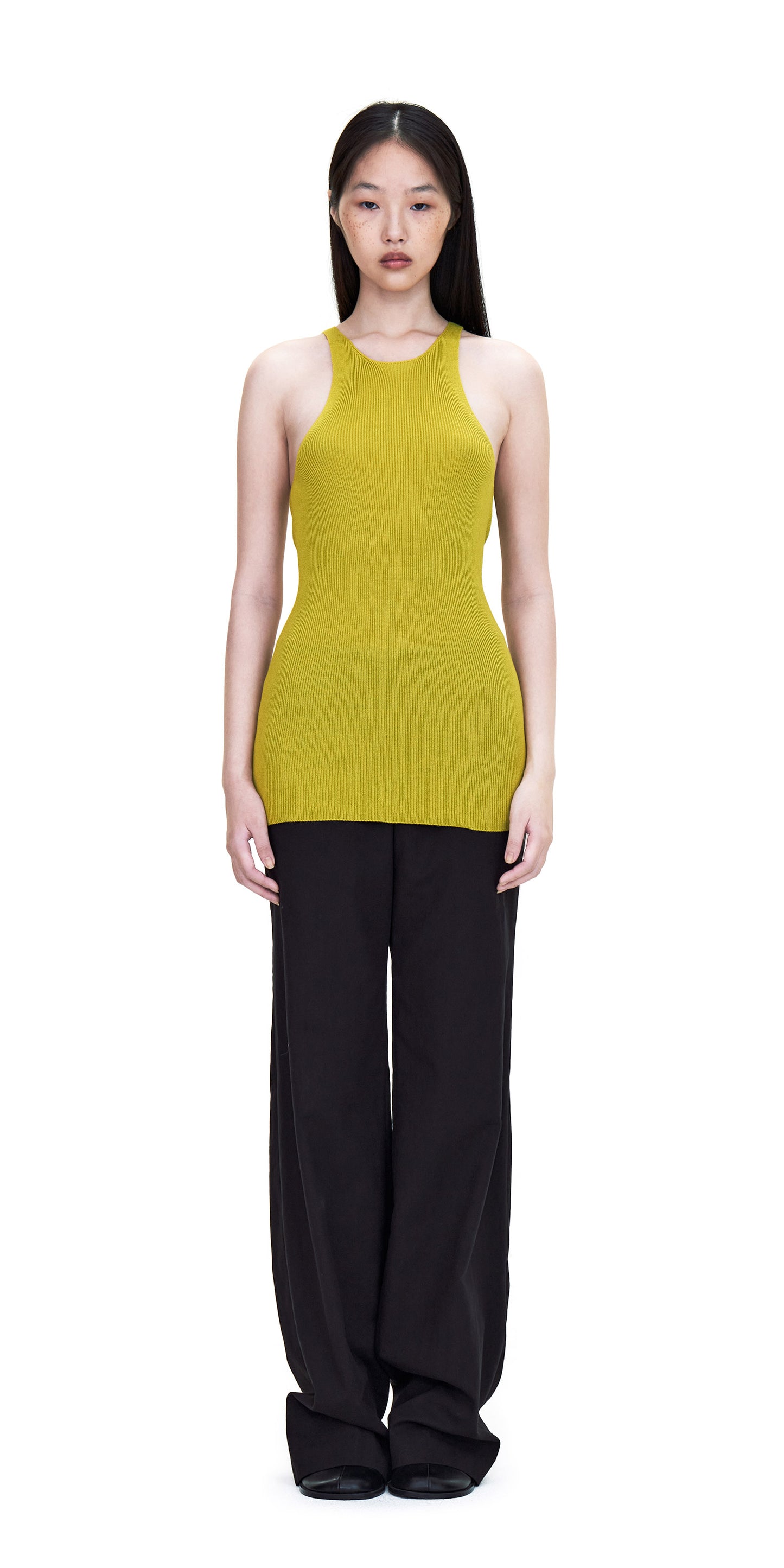 Green Slim Knit Tank Top