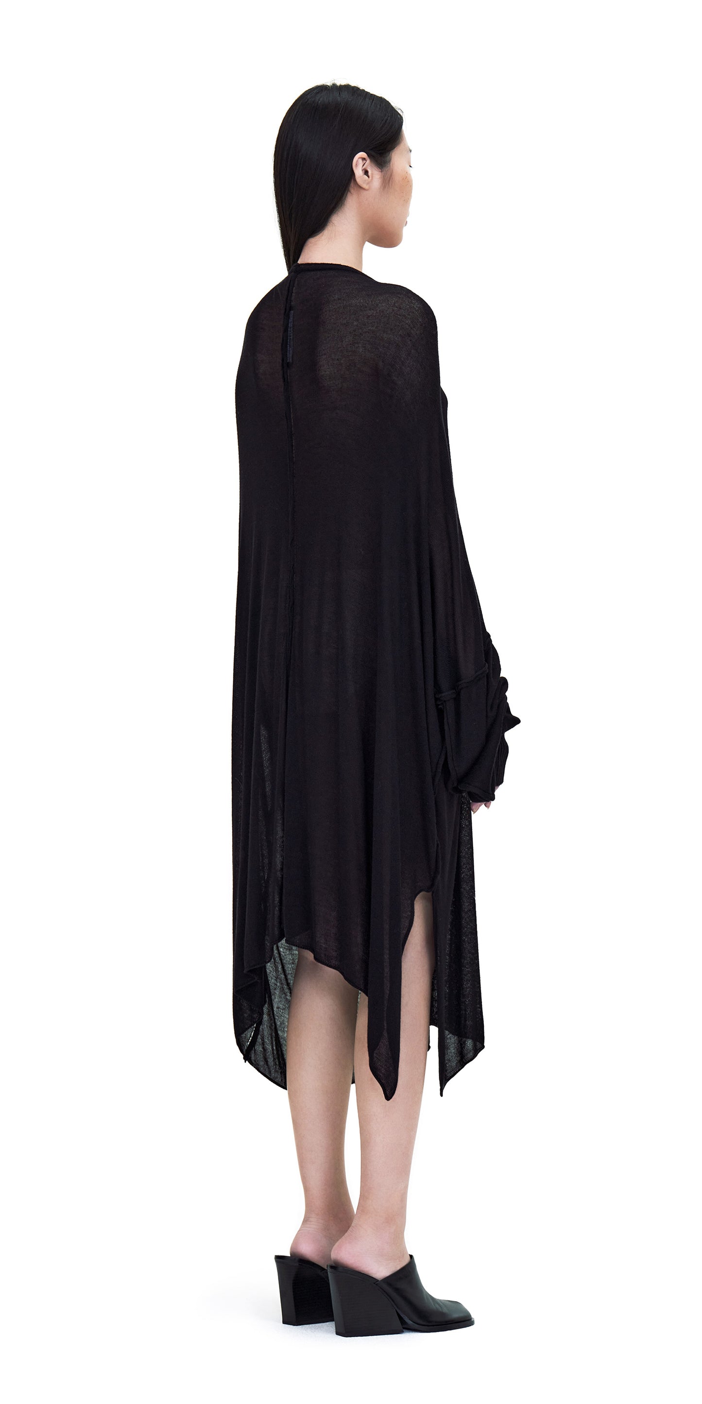 BLACK LONG SLEEVE OVERSIZED KNIT DRESS
