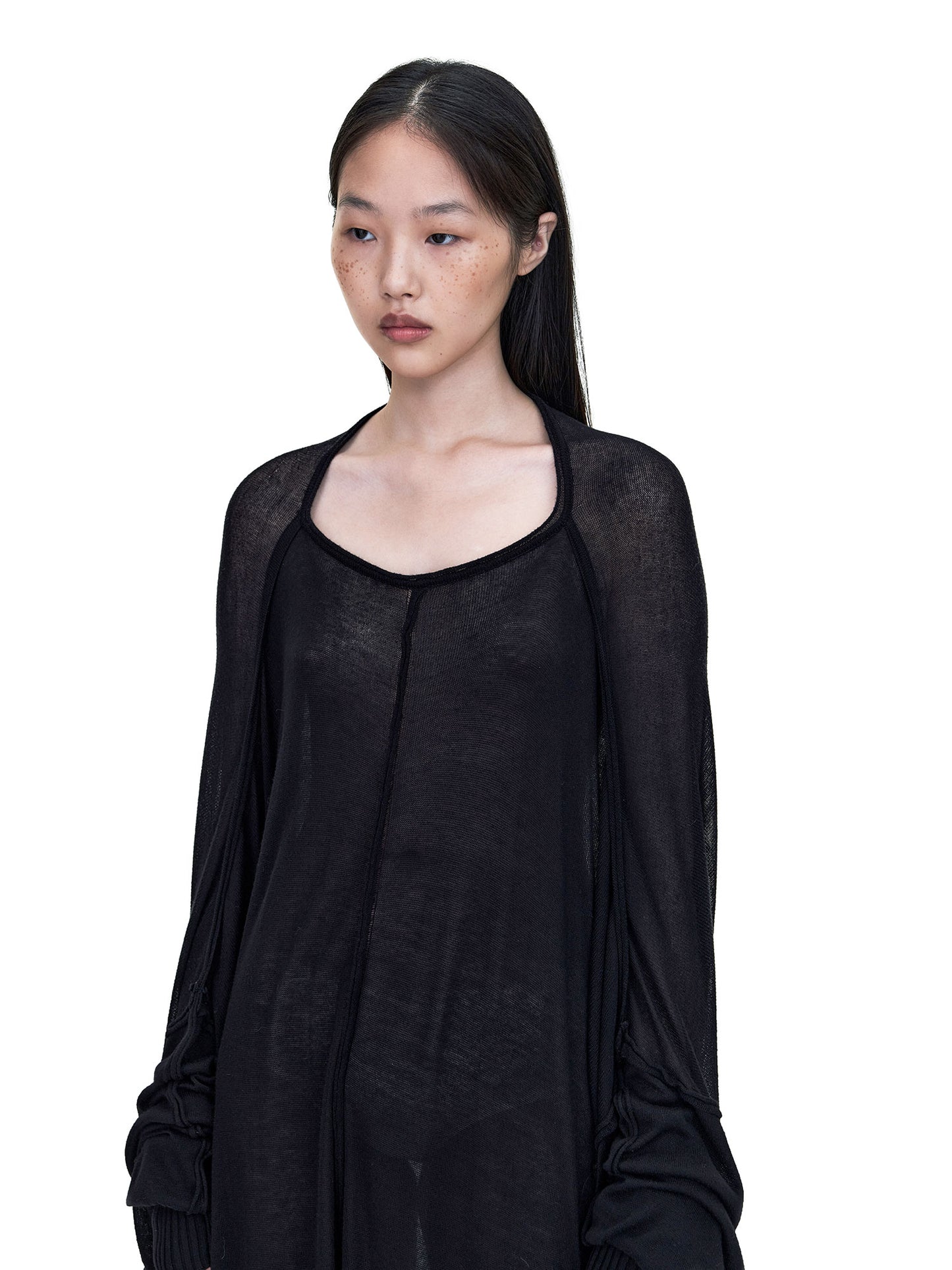 BLACK LONG SLEEVE OVERSIZED KNIT DRESS