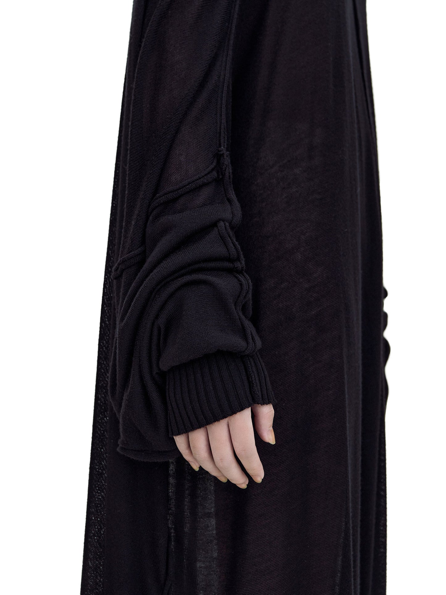 BLACK LONG SLEEVE OVERSIZED KNIT DRESS