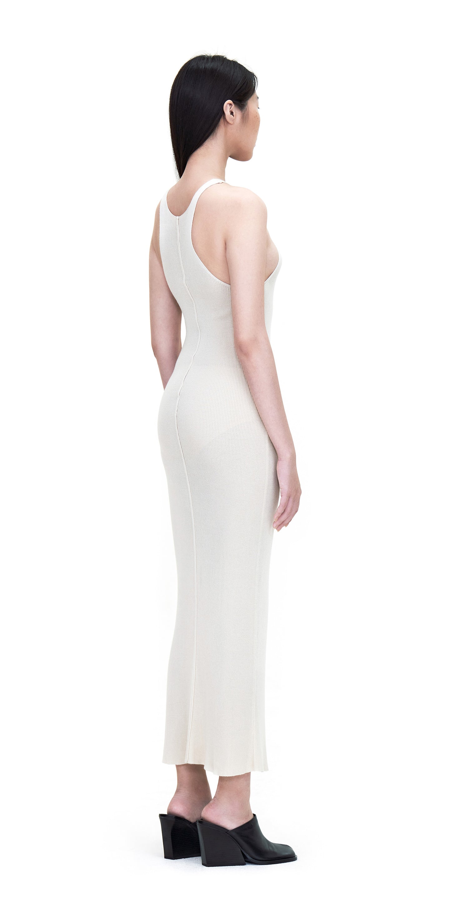 OFF-WHITE SLIM LONG KNIT TANK DRESS