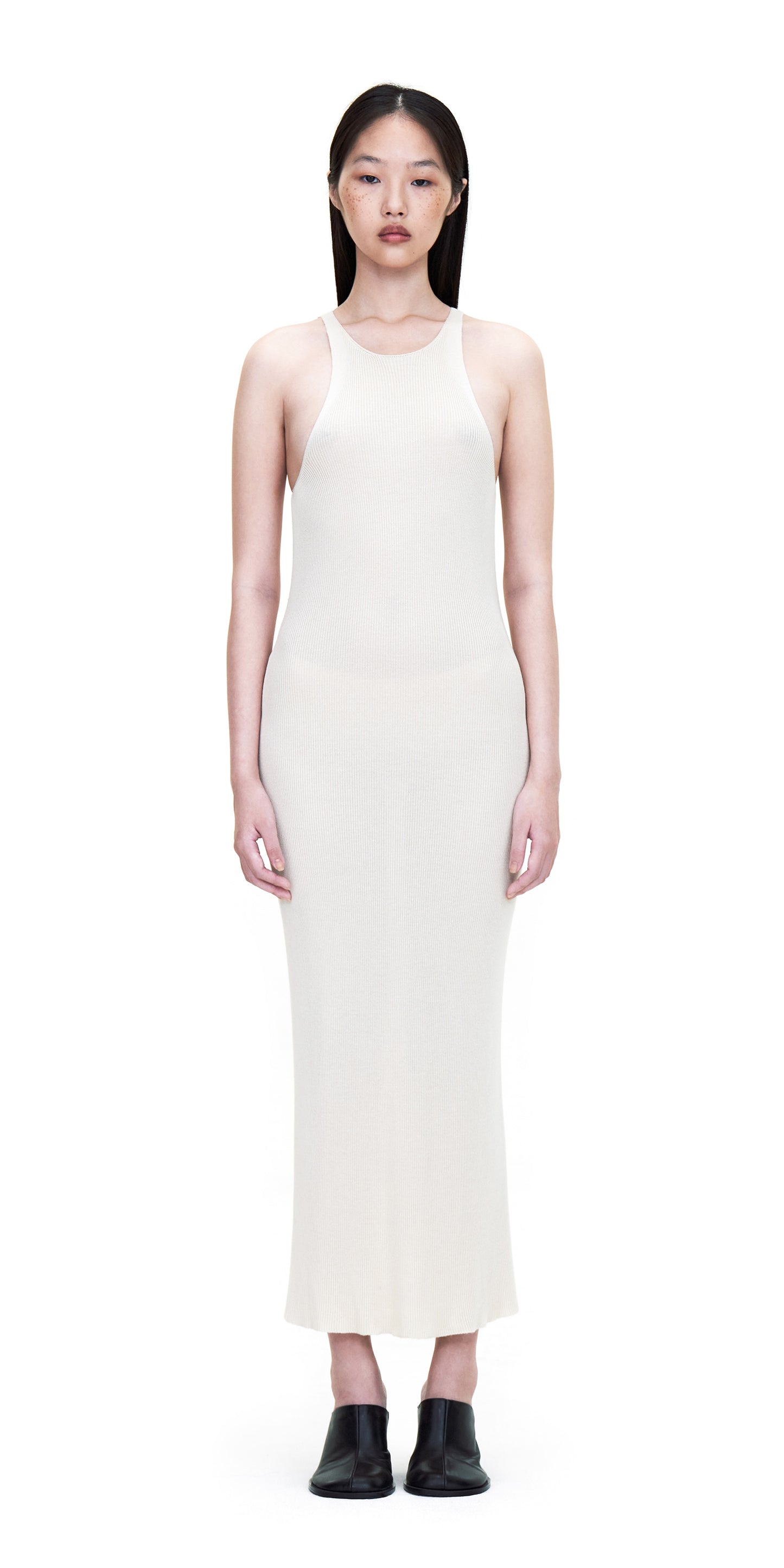 OFF-WHITE SLIM LONG KNIT TANK DRESS