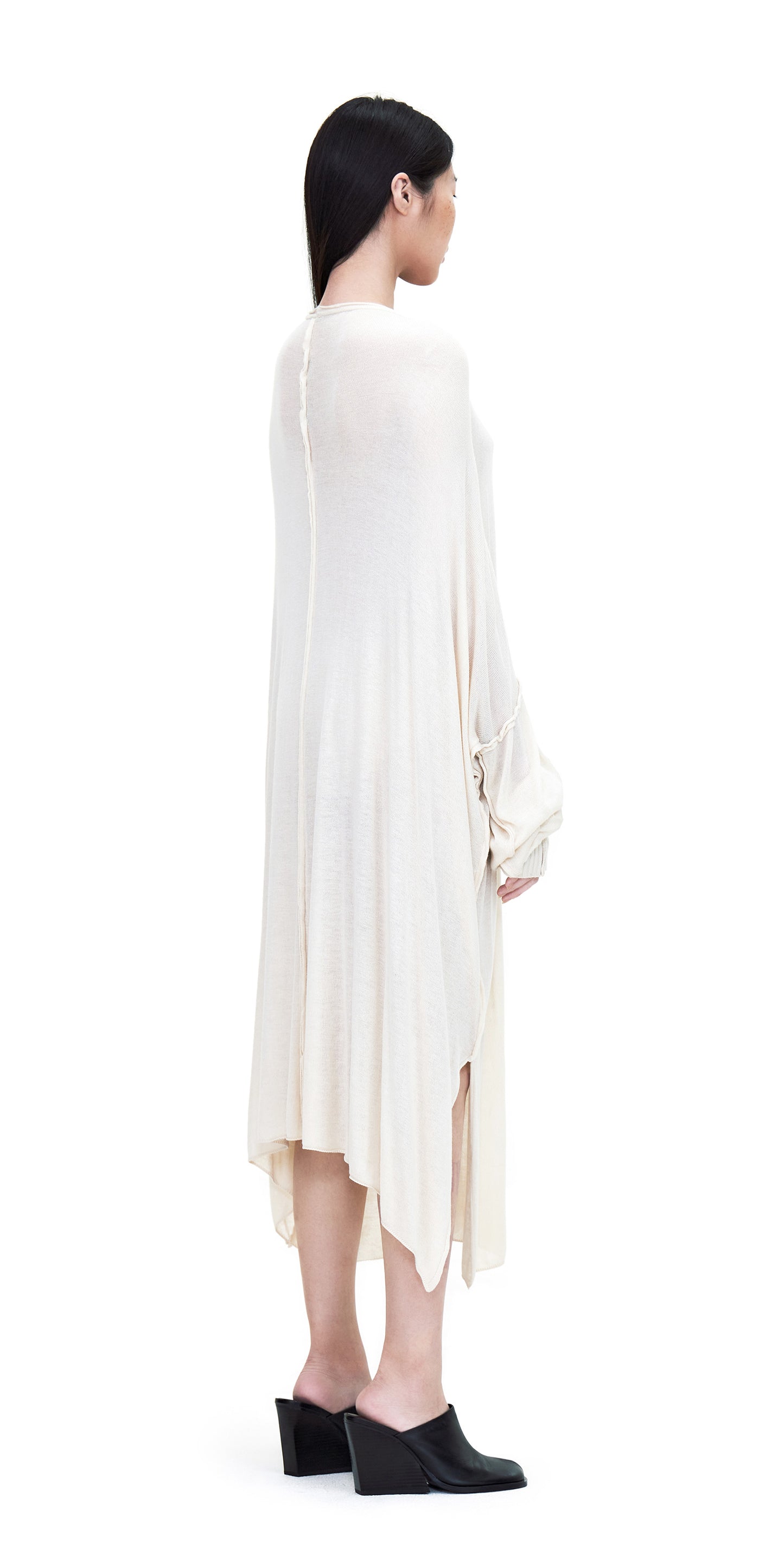OFF-WHITE LONG SLEEVE OVERSIZED KNIT DRESS