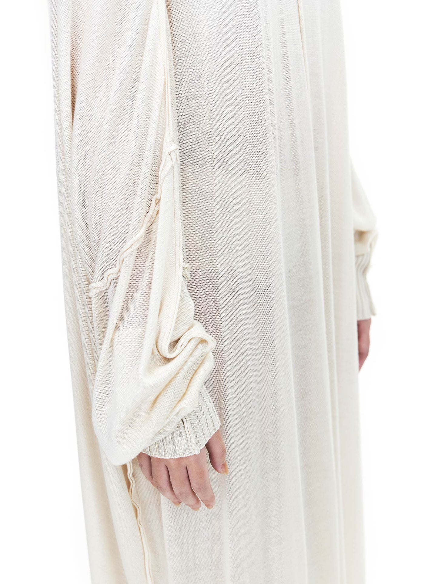 OFF-WHITE LONG SLEEVE OVERSIZED KNIT DRESS