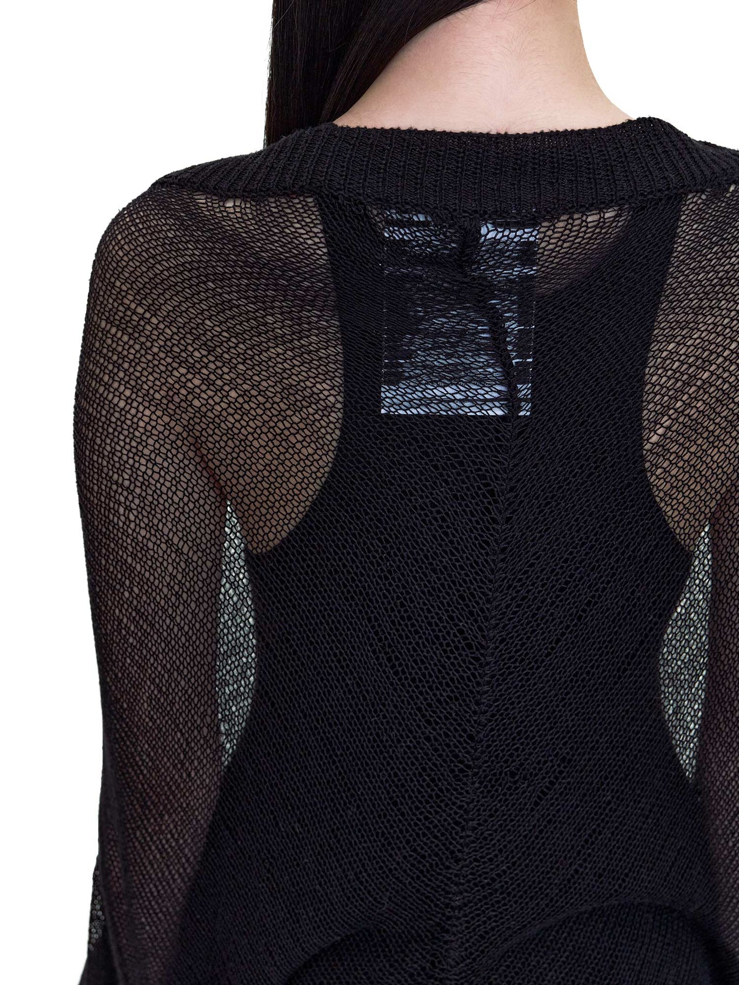 BLACK LONG SLEEVE LOOSE-KNIT DRESS
