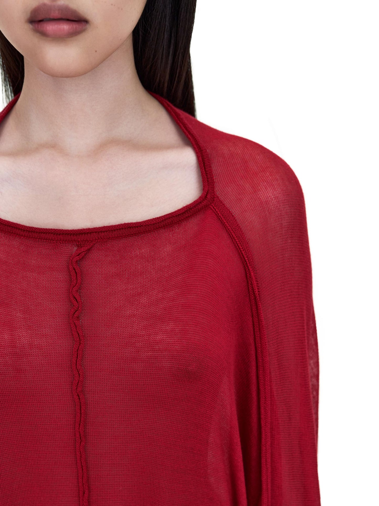 RED LONG SLEEVE OVERSIZED KNIT DRESS