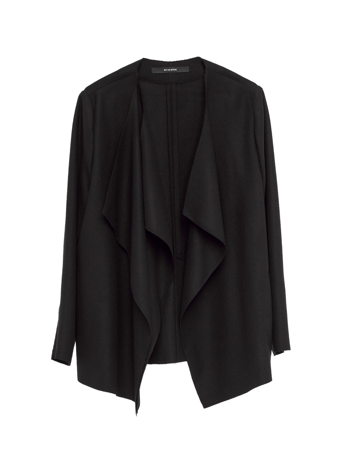 BLACK ASYMMETRIC DOUBLE-LAYER RAW EDGE JACKET