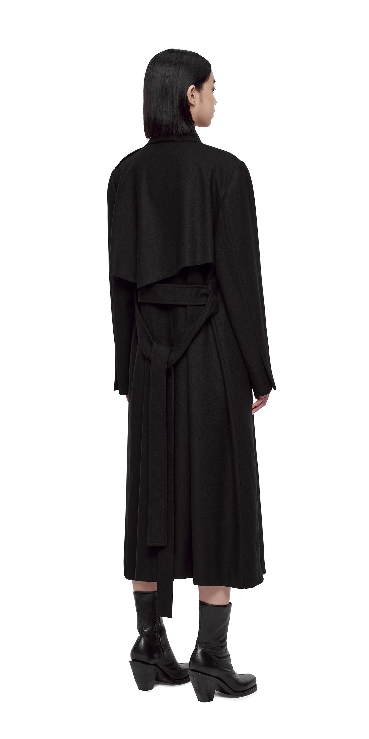 Black Raw Edge Trench Coat