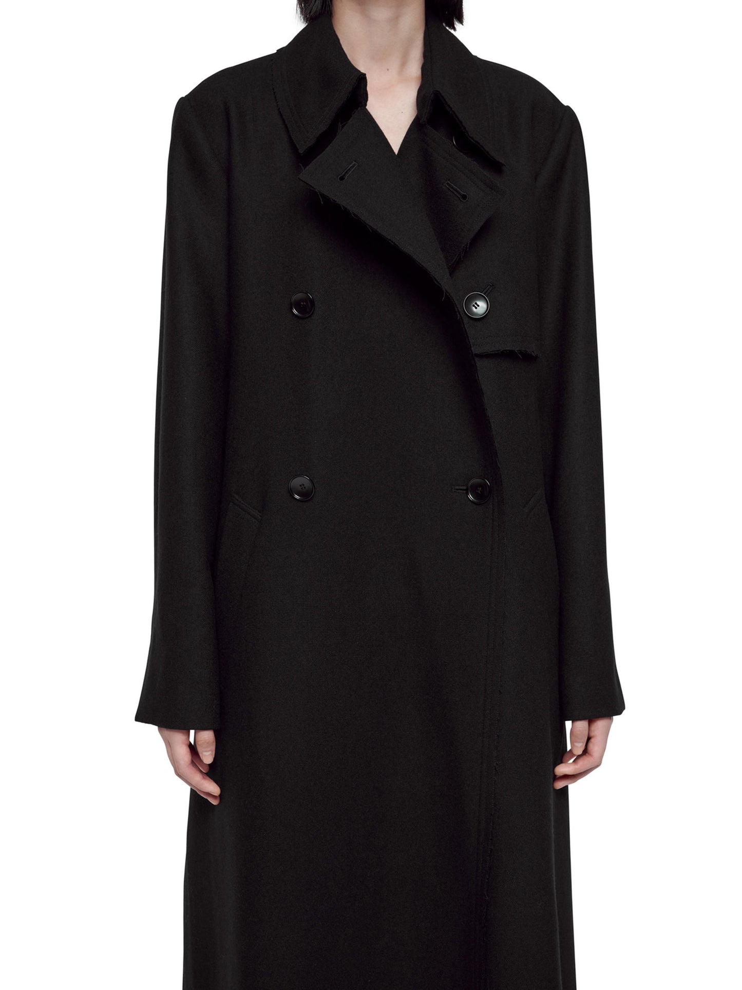 Black Raw Edge Trench Coat