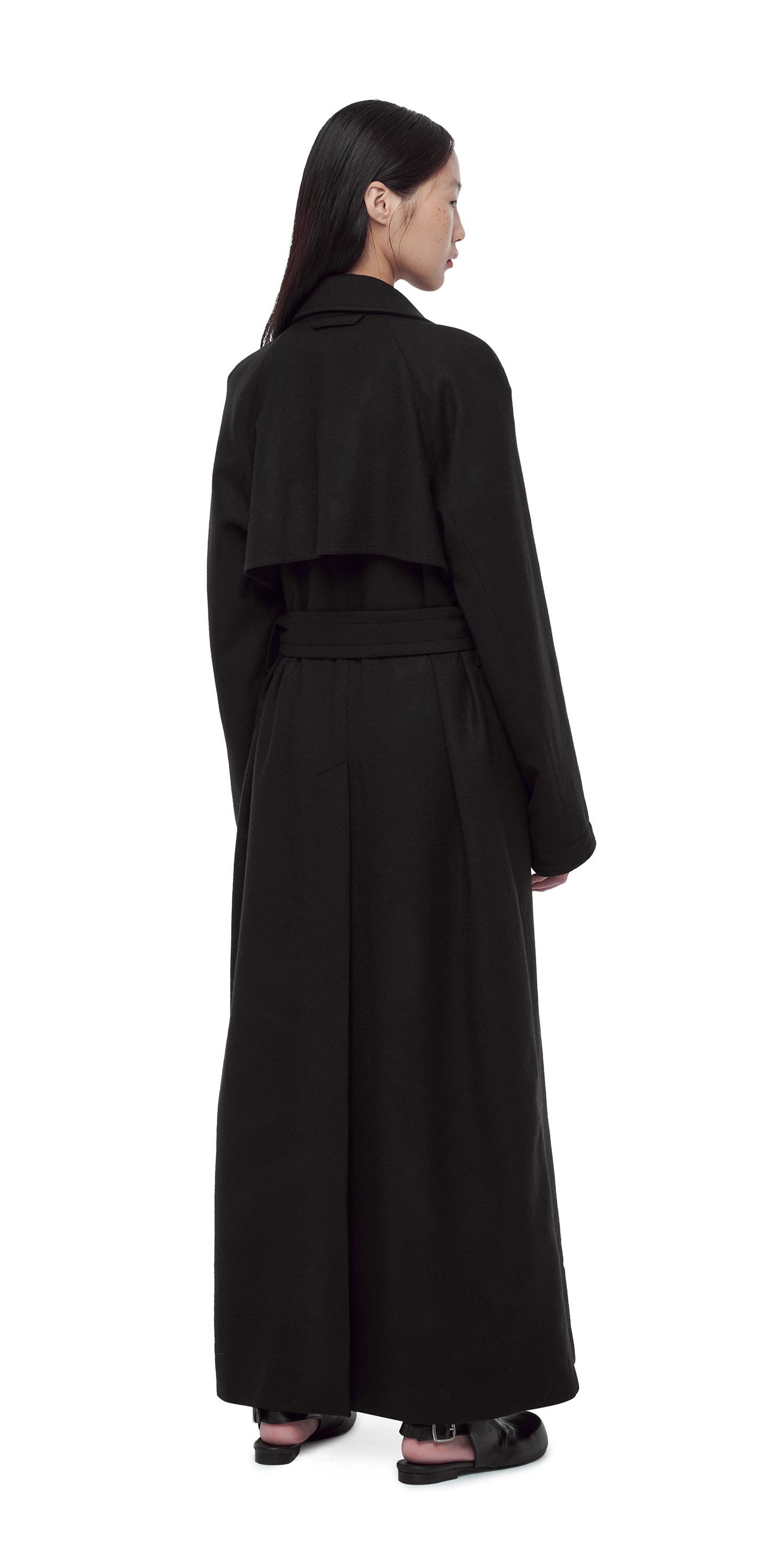 BLACK MAXI TRENCH COAT