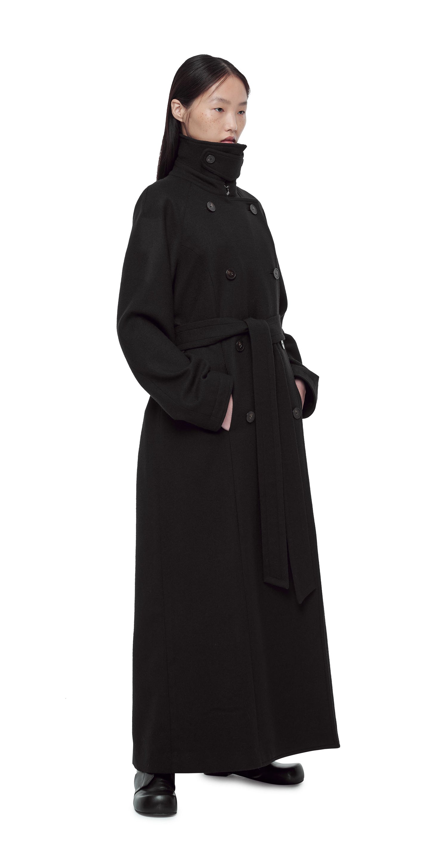 BLACK MAXI TRENCH COAT