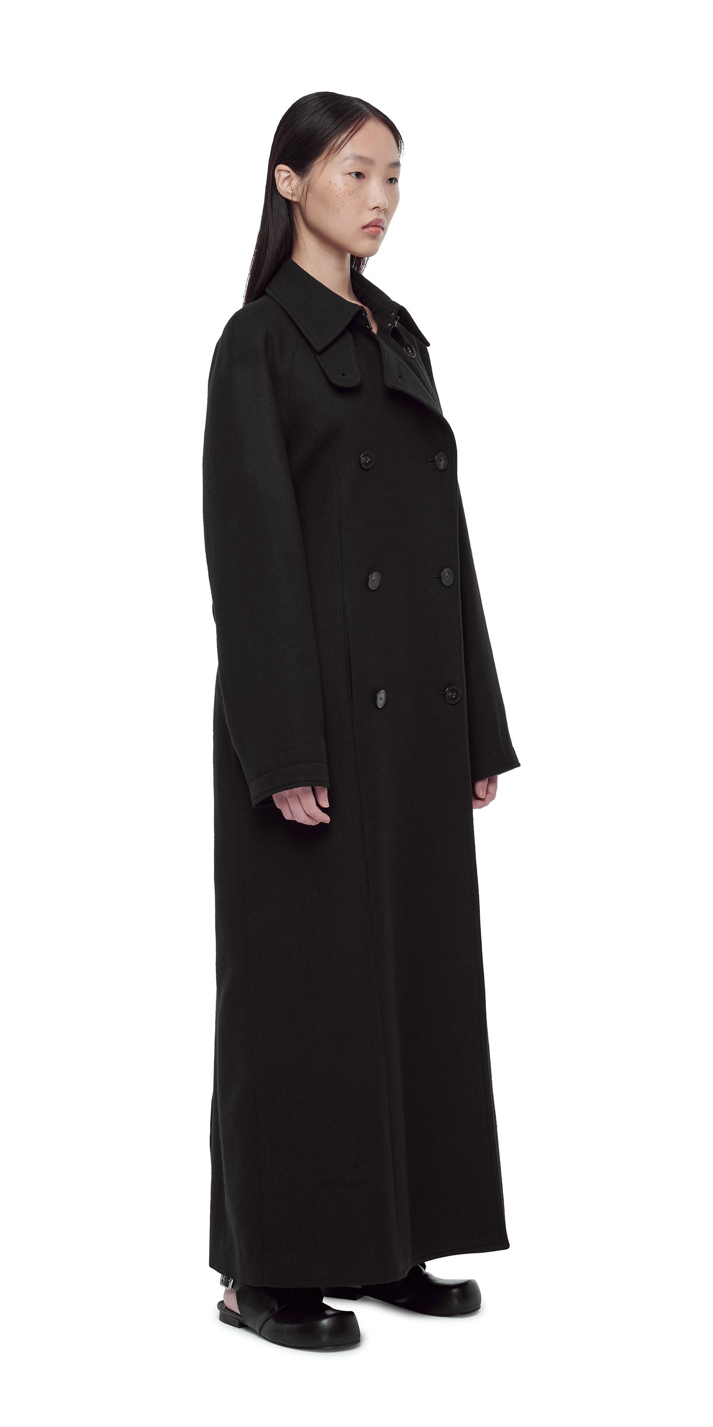 BLACK MAXI TRENCH COAT