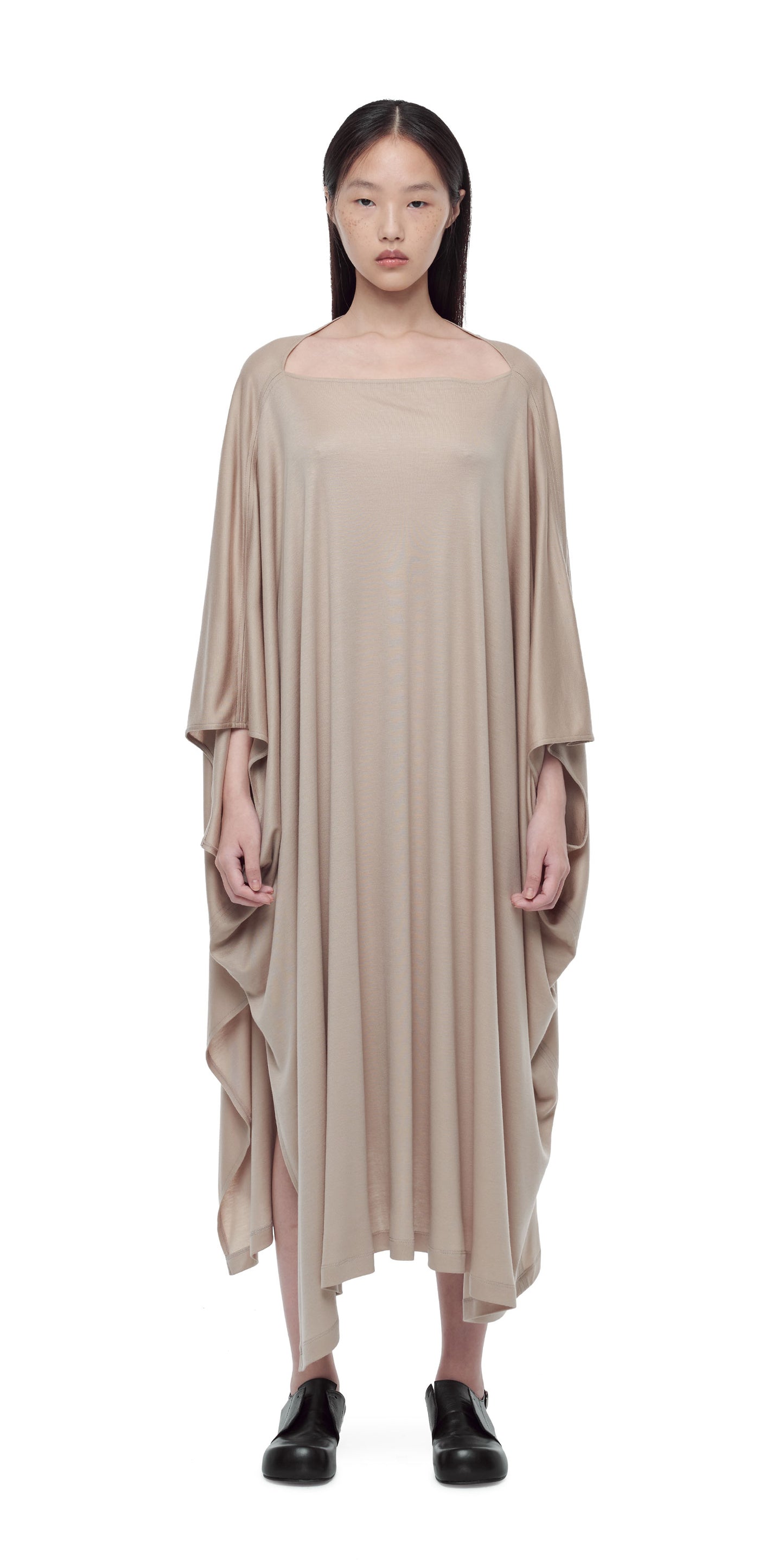 NUDE KNIT OVERSIZED SQUARE DRESS