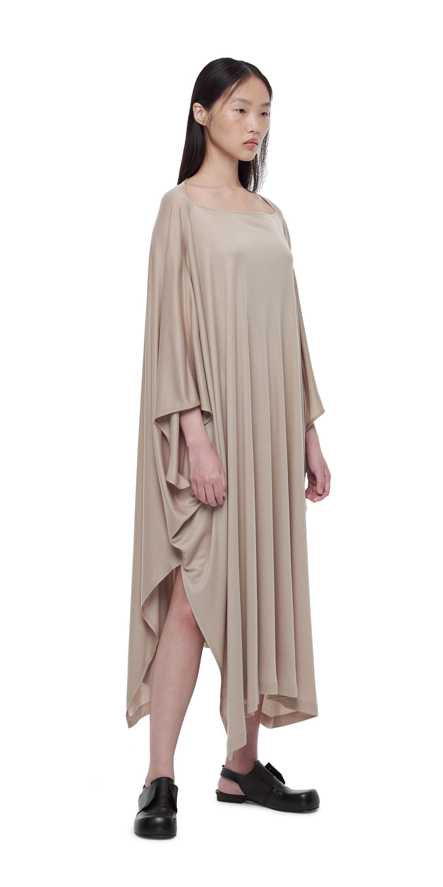 NUDE KNIT OVERSIZED SQUARE DRESS