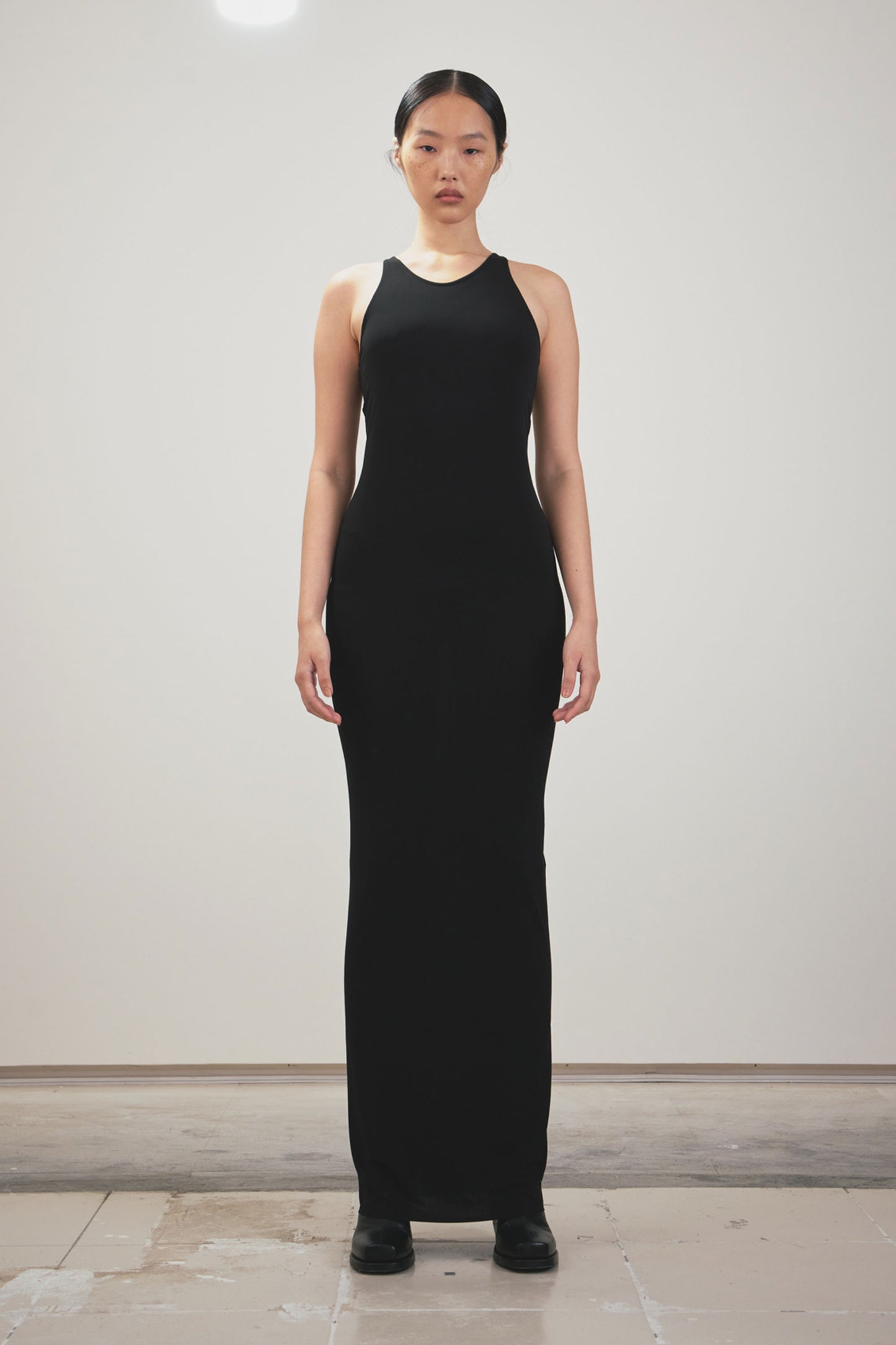 BLACK SKINNY MAXI TANK DRESS
