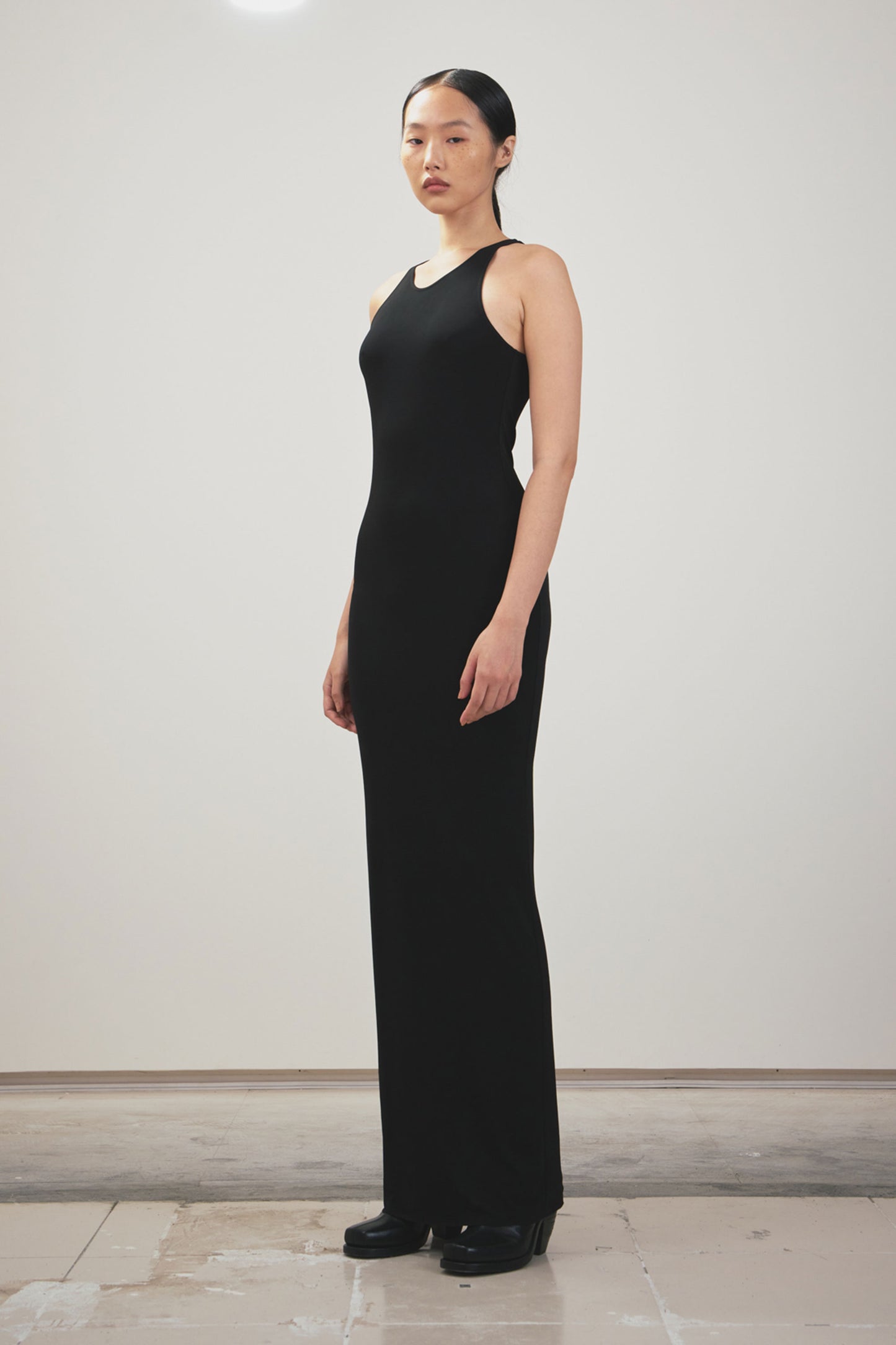 BLACK SKINNY MAXI TANK DRESS