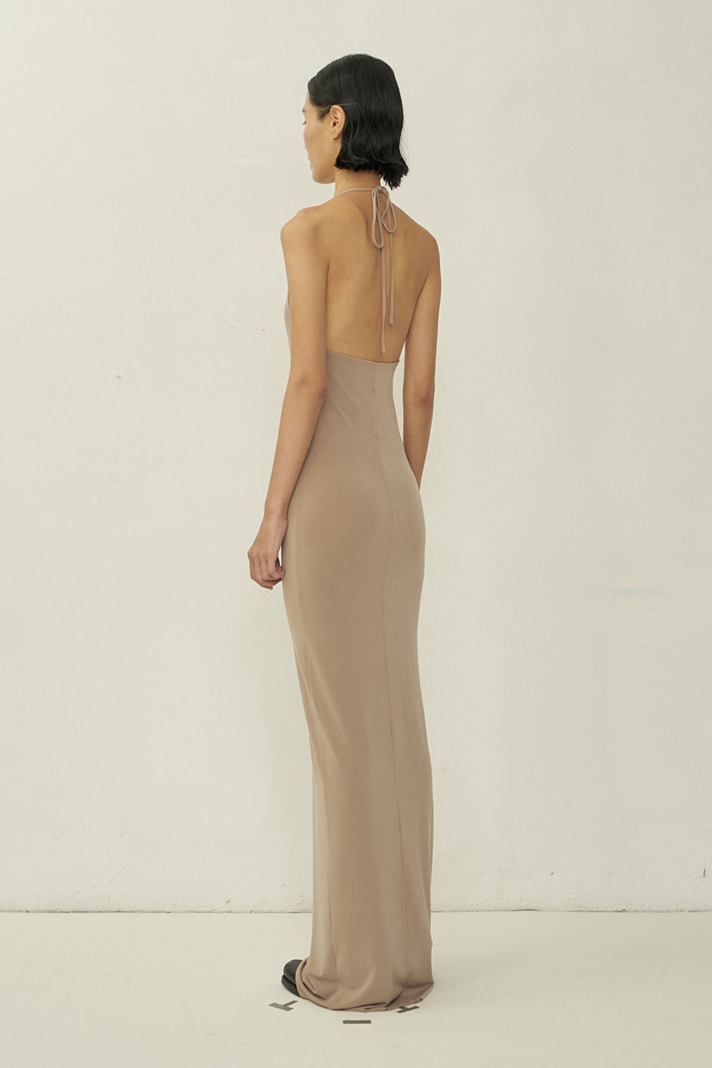 NUDE SKINNY APRON MAXI DRESS (MADE TO ORDER)