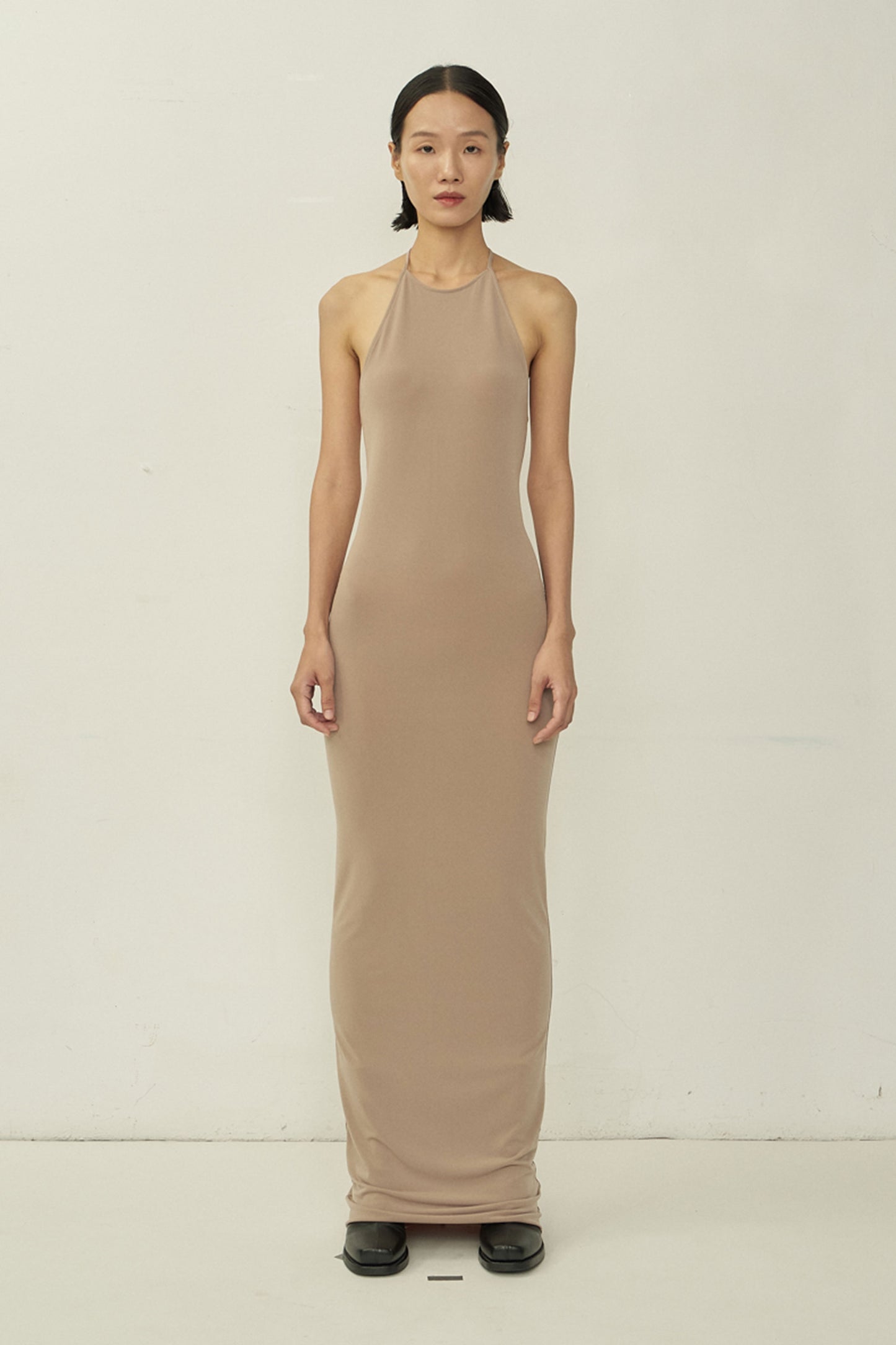 NUDE SKINNY APRON MAXI DRESS (MADE TO ORDER)