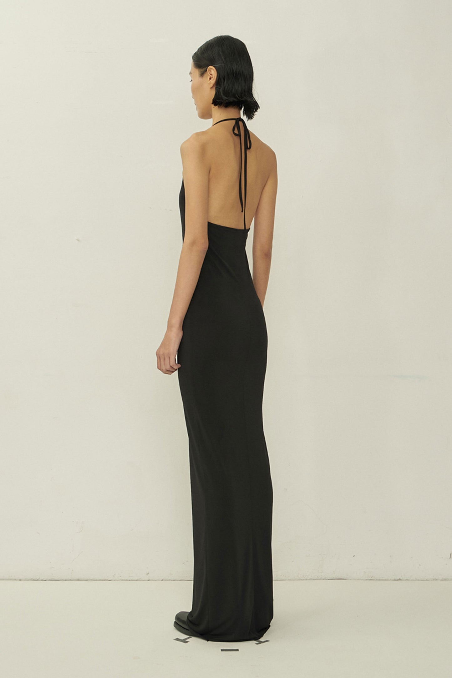 BLACK SKINNY APRON MAXI DRESS (MADE TO ORDER)