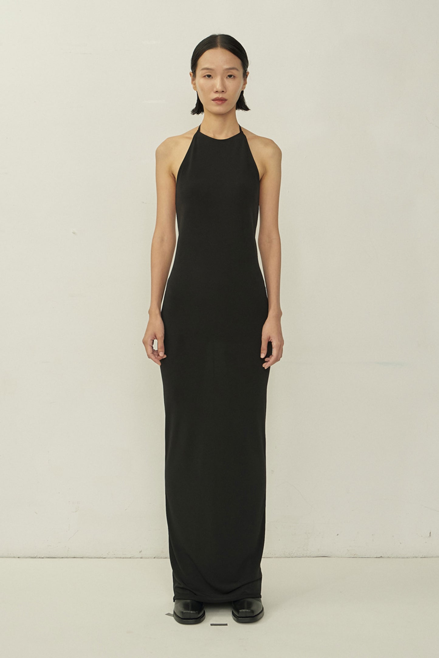BLACK SKINNY APRON MAXI DRESS (MADE TO ORDER)