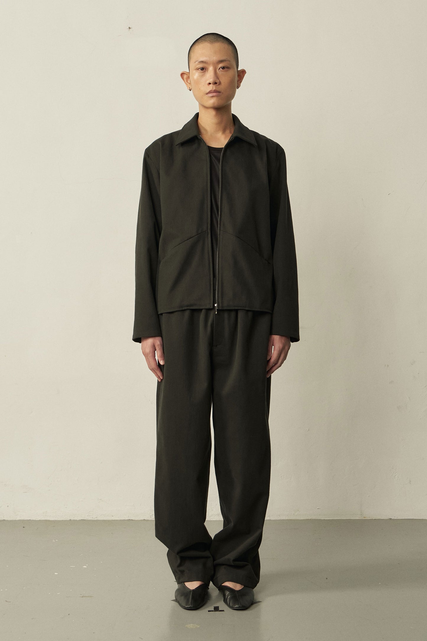 BLACK COTTON ZIP JACKET