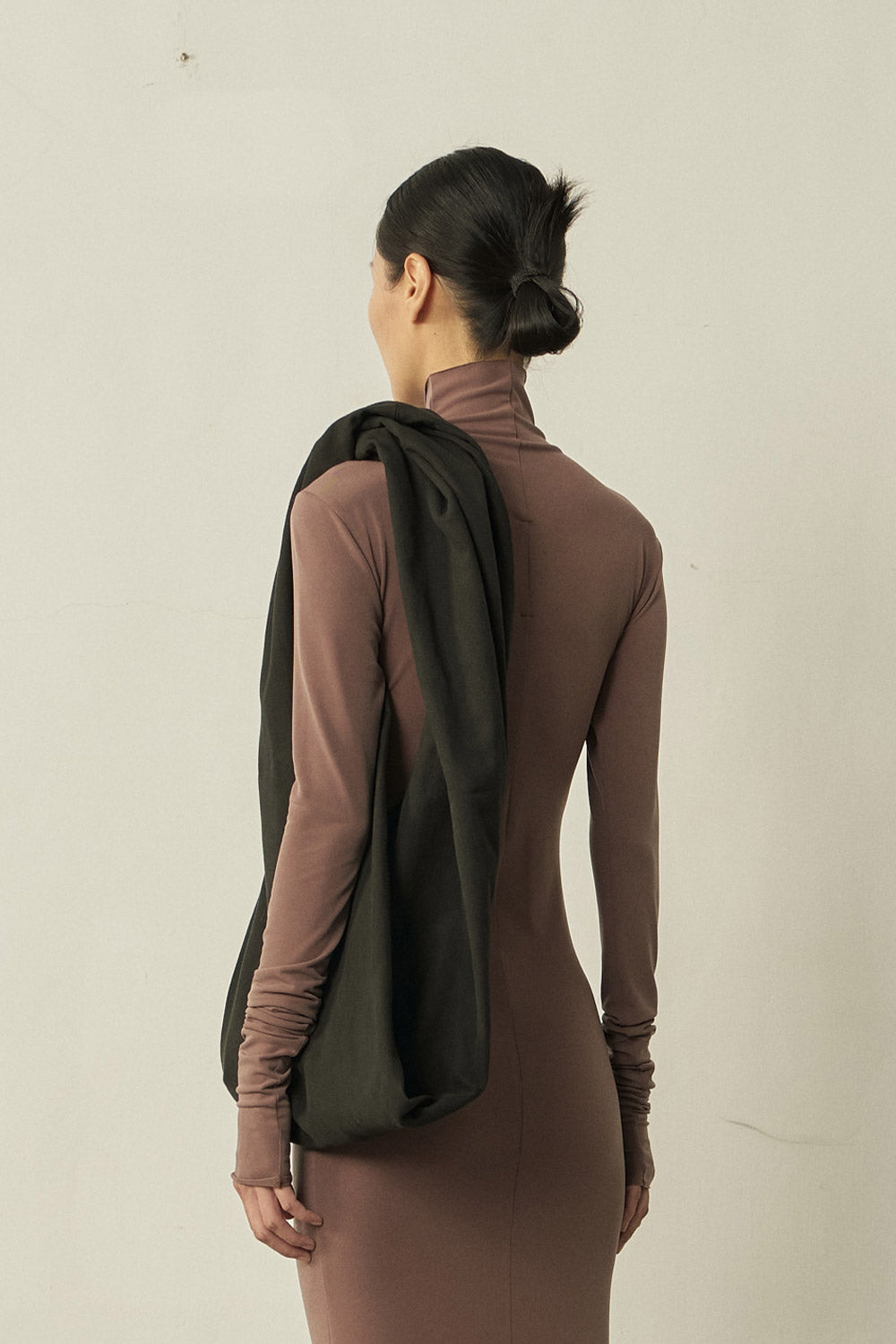 BLACK COTTON TWIST SCARF BAG
