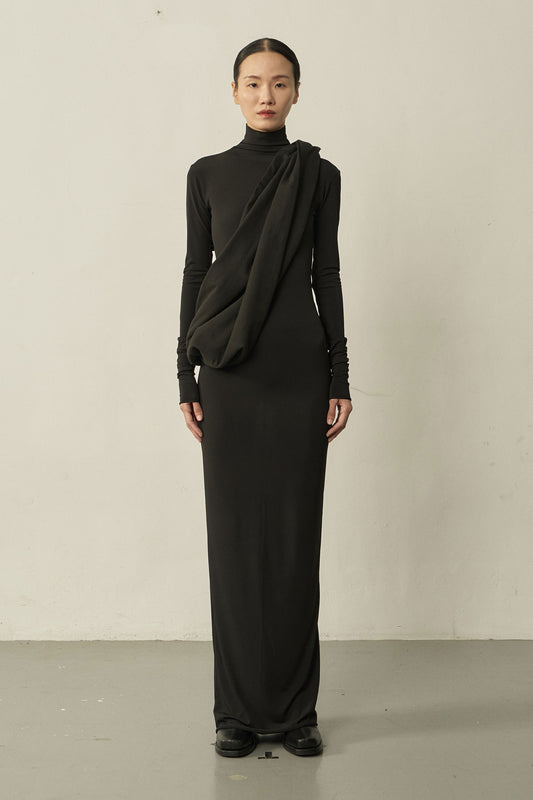 BLACK COTTON TWIST SCARF BAG