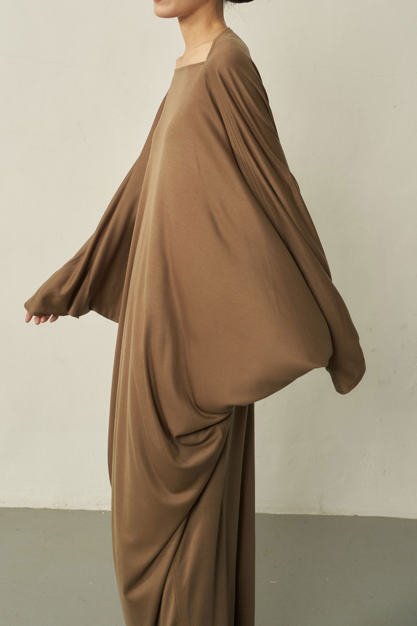 KHAKI TENCEL TRIANGLE DRESS