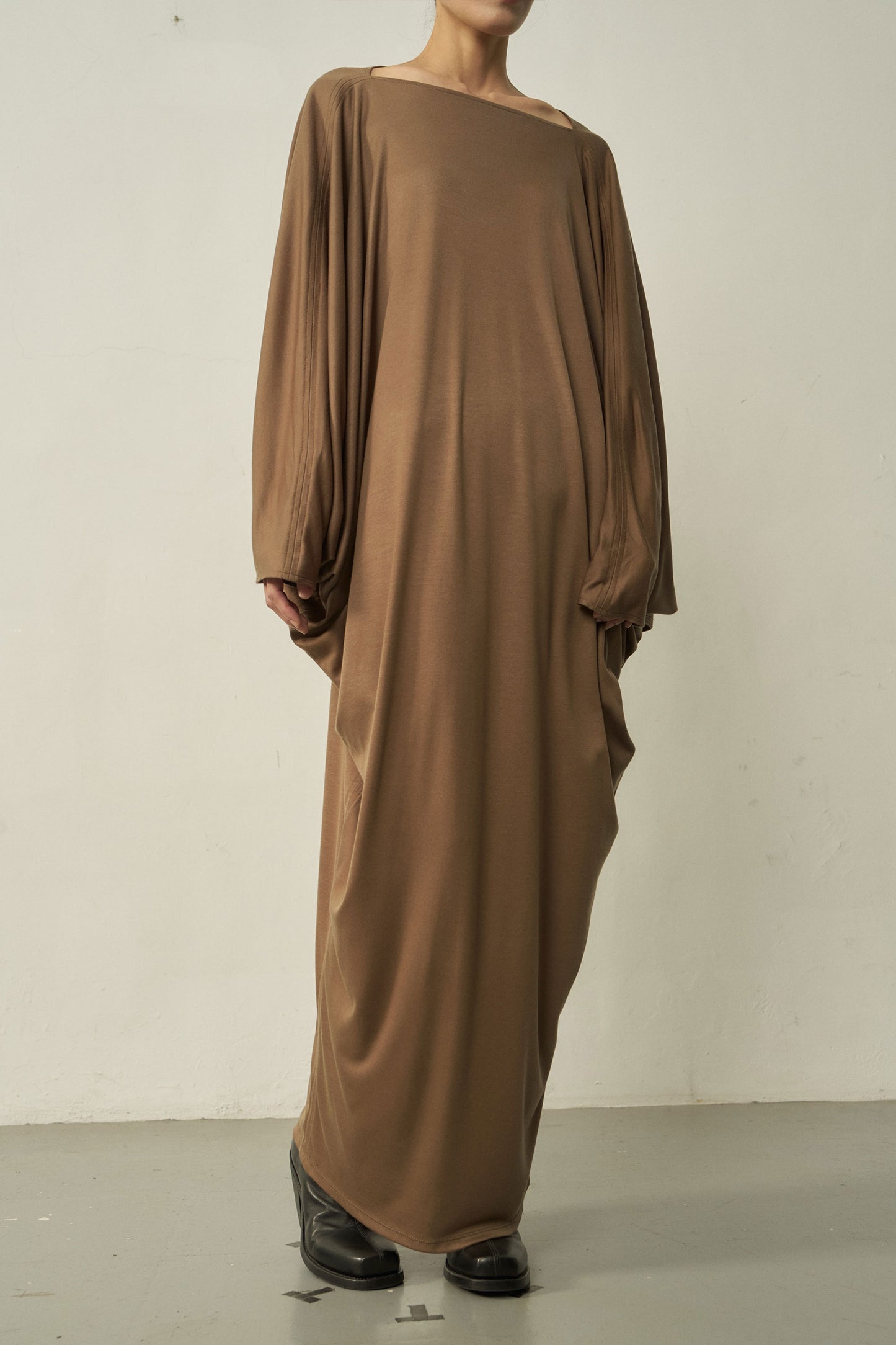 KHAKI TENCEL TRIANGLE DRESS