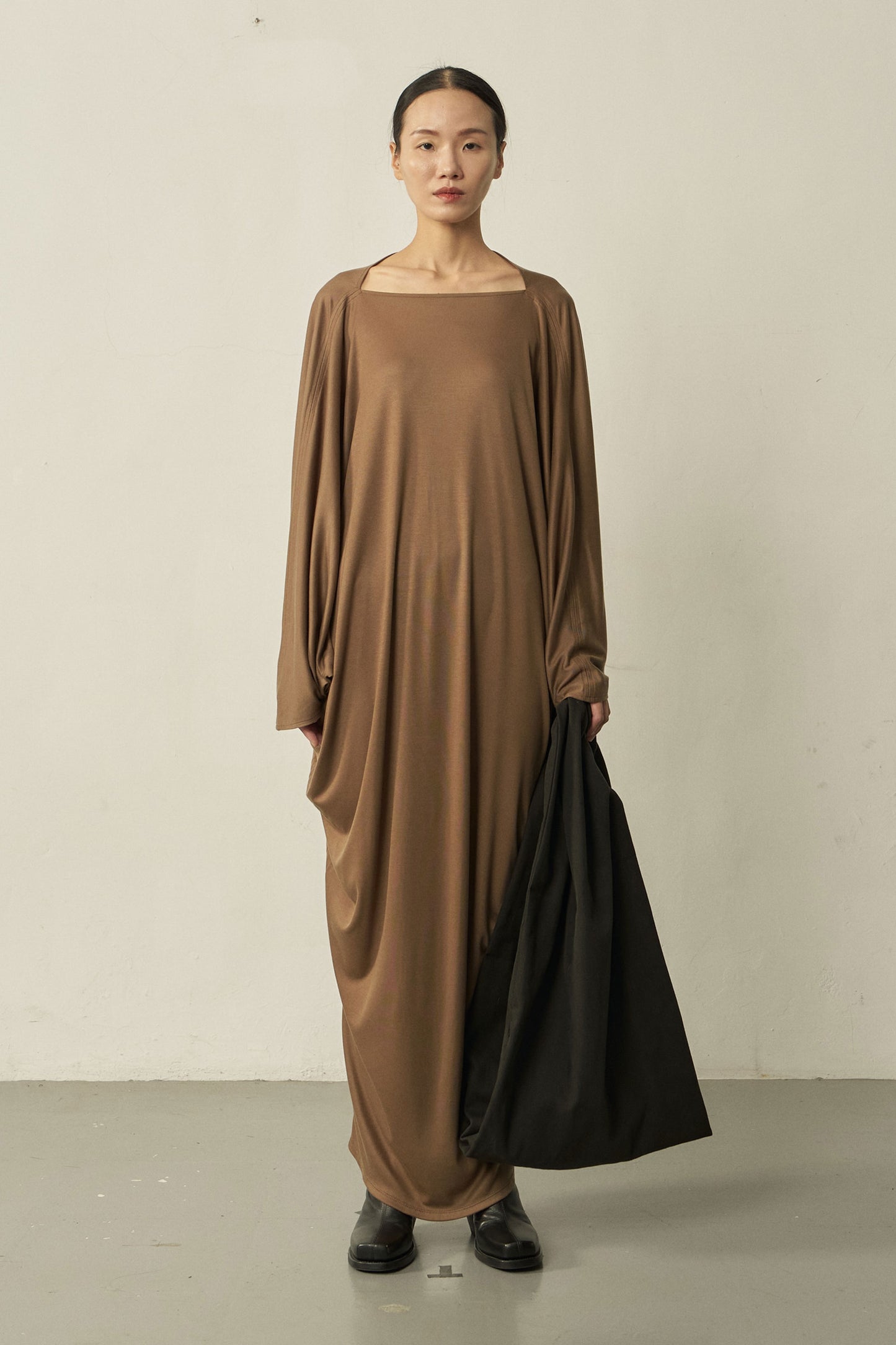 KHAKI TENCEL TRIANGLE DRESS