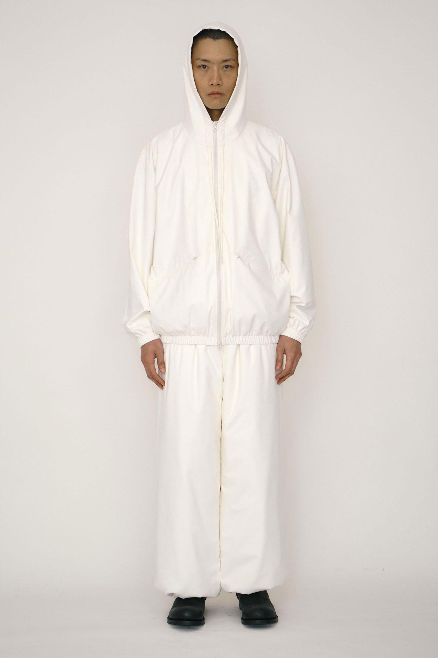 WHITE FAUX-SUEDE PADDED WIDE PANTS (MADE TO ORDER)