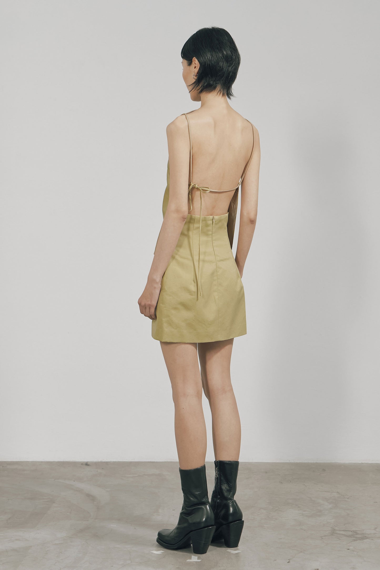KHAKI COTTON TWILL HIGH-WAISTED MINI SKIRT