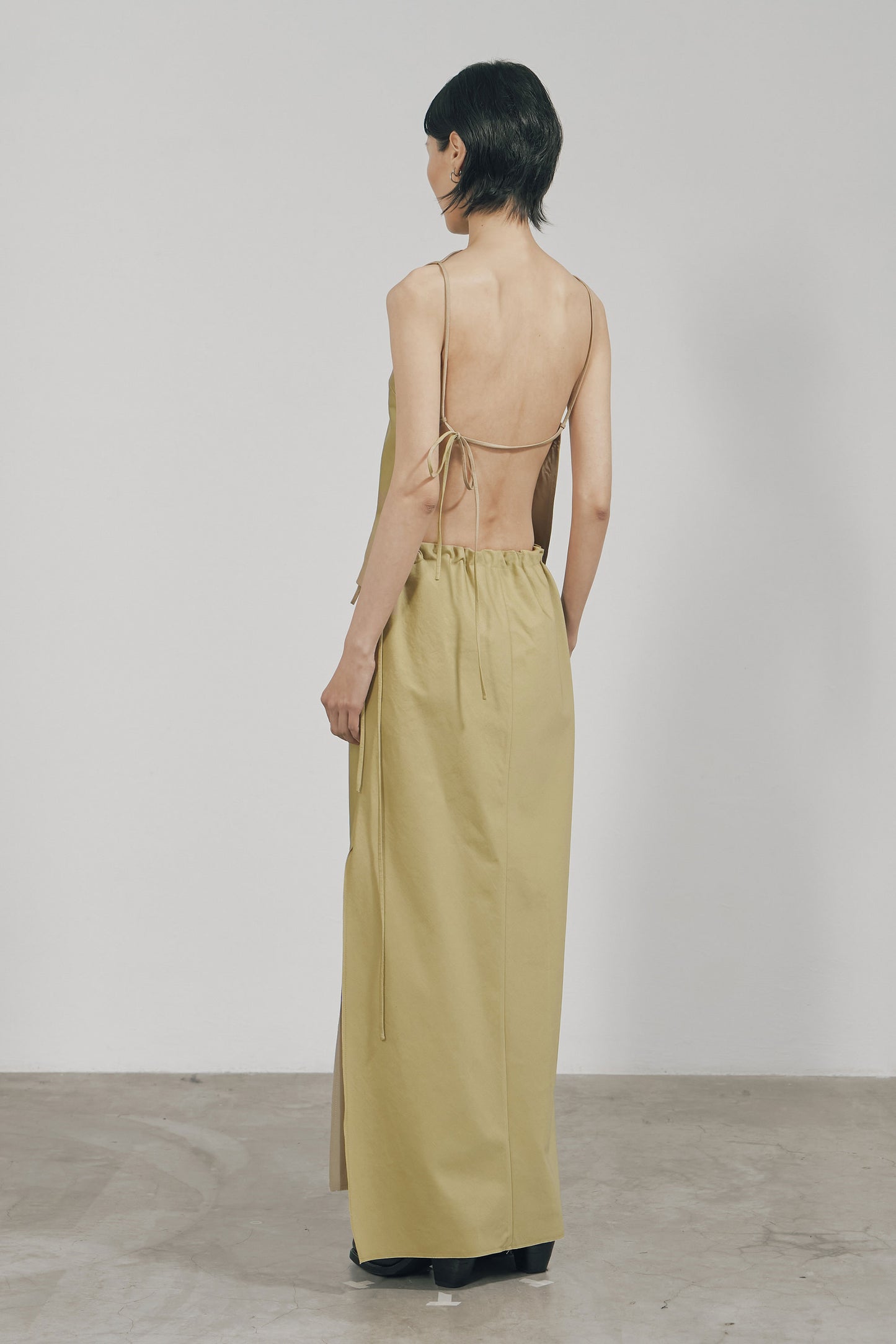 KHAKI COTTON TWILL OPEN BACK TOP