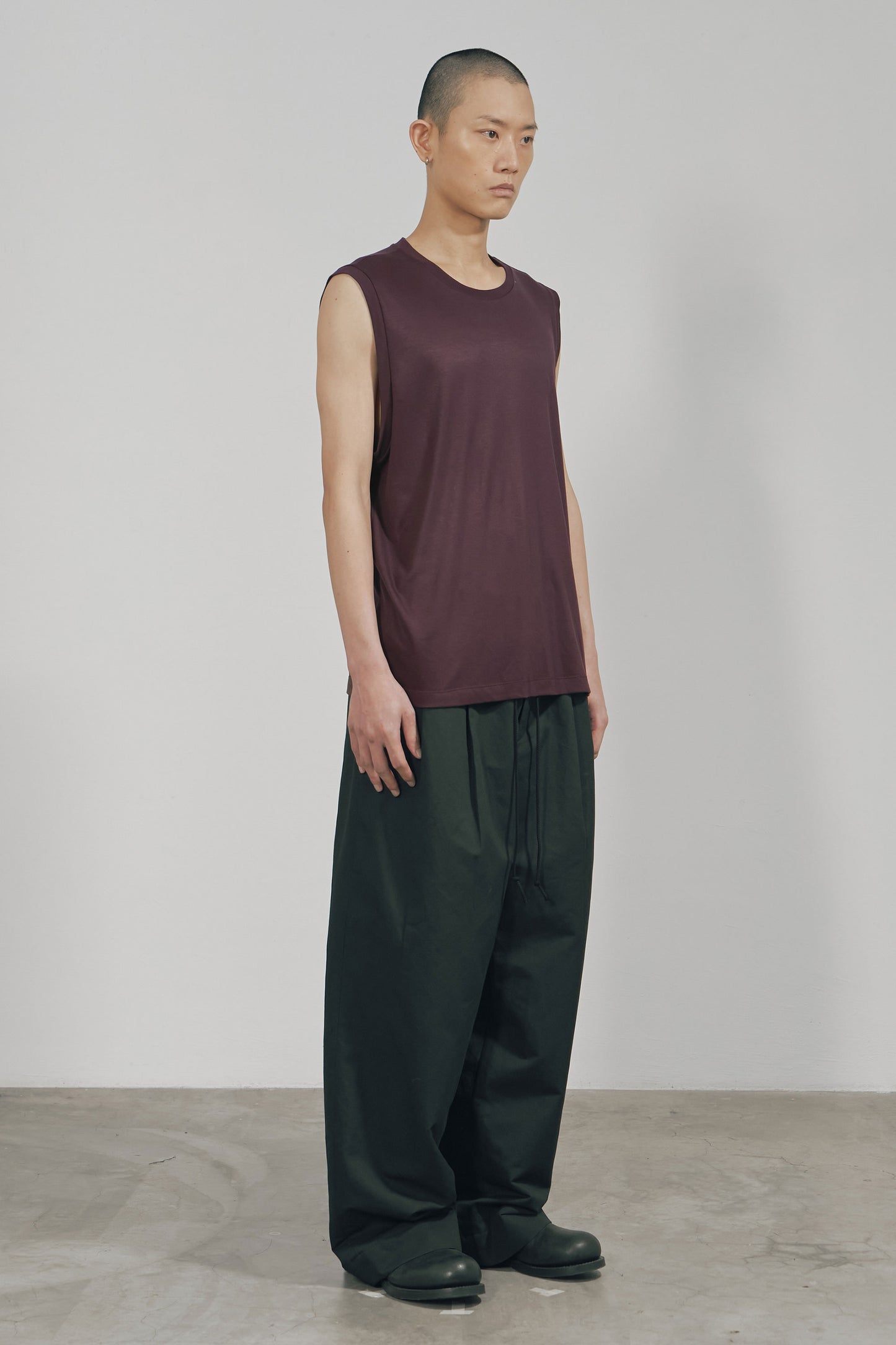 KHAKI TENCEL JERSEY WIDE TANK TOP (MADE TO ORDER)