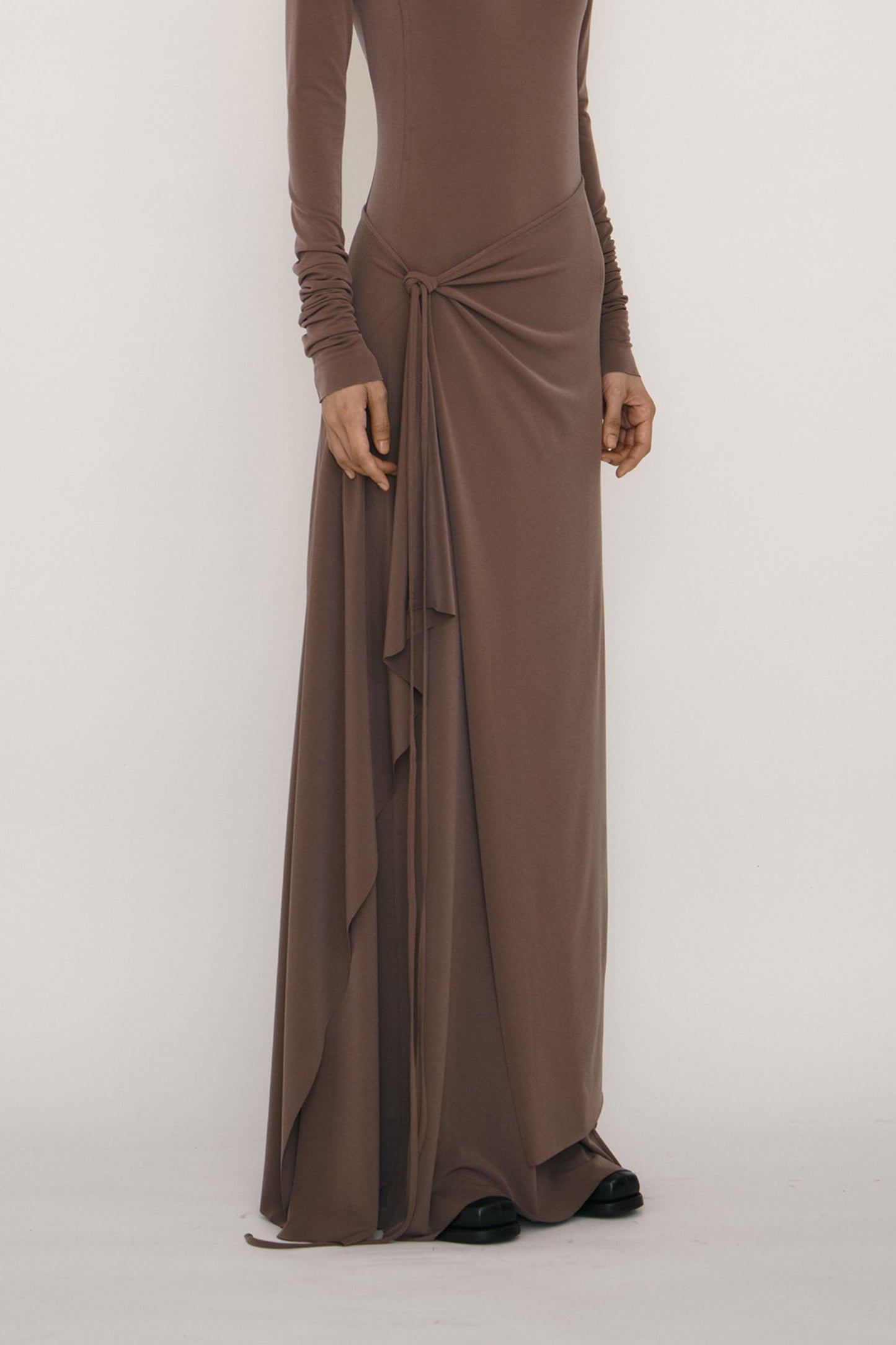 KHAKI ONE-PIECE WRAP SKIRT