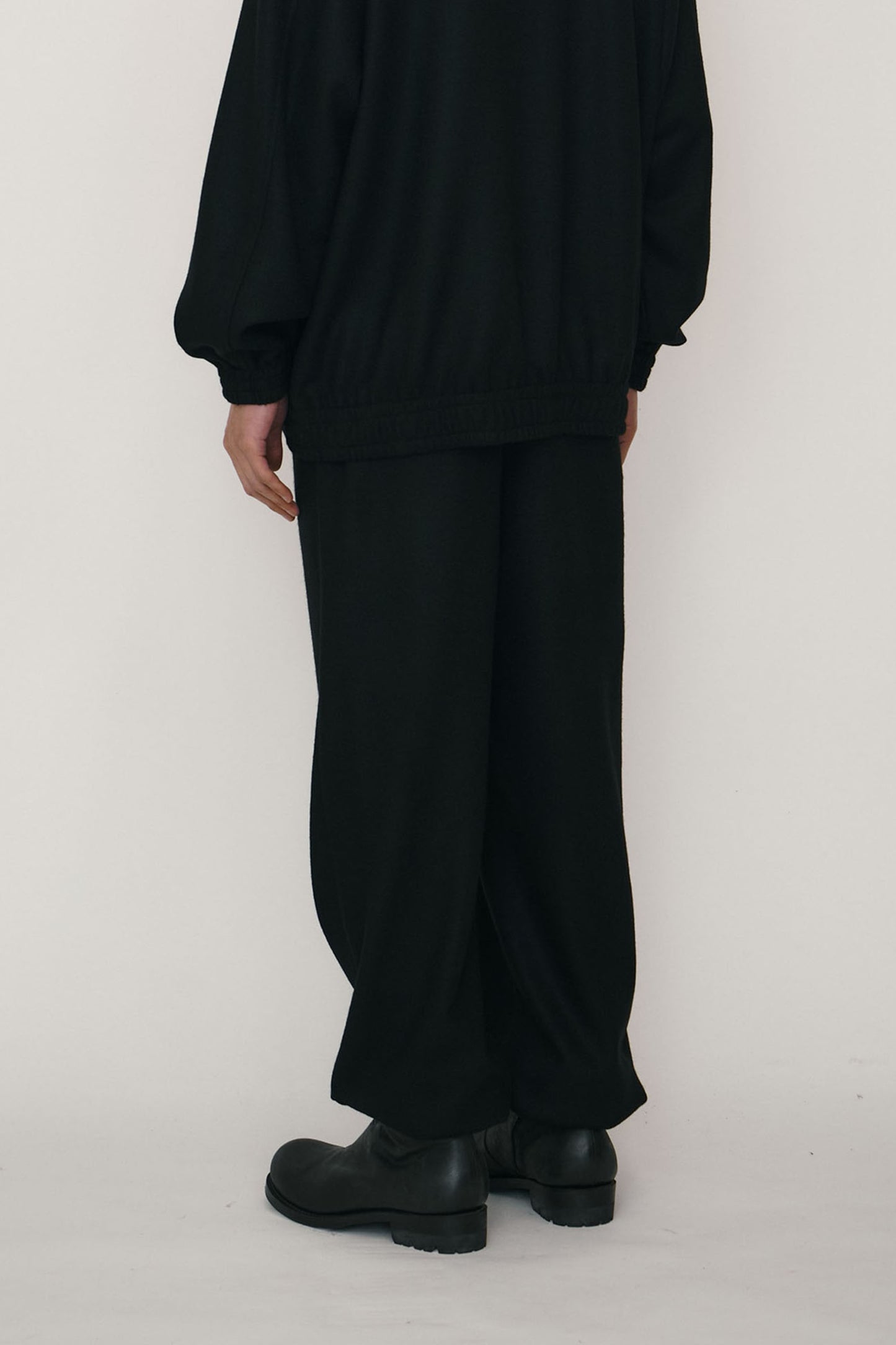 BLACK KNIT WOOL TRACK PANTS