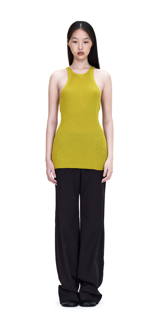 Green Slim Knit Tank Top