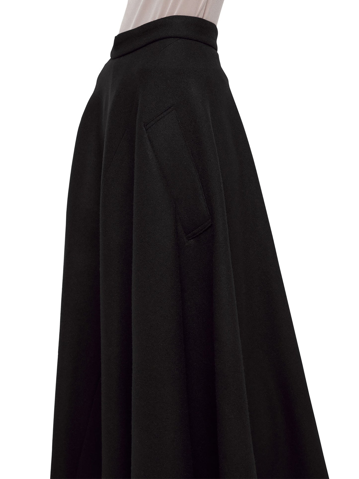 Black Raw Edge Semi-circular Skirt