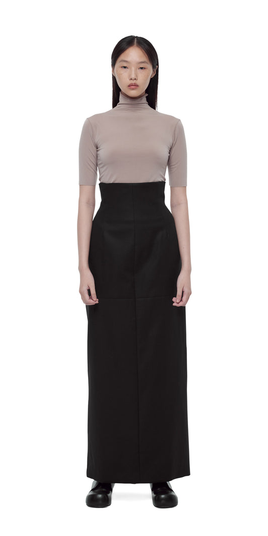 Black High-Waist Long Skirt