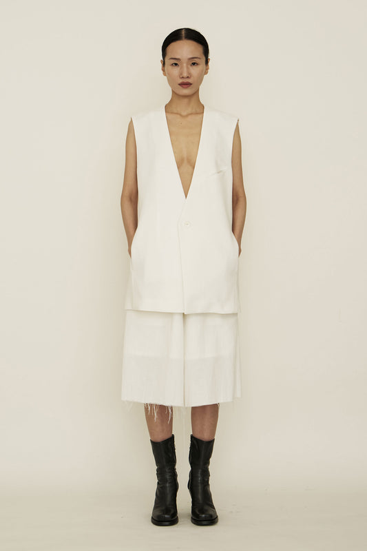 WHITE COTTON SUIT VEST