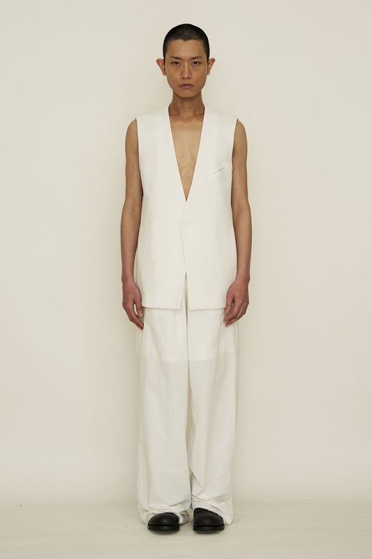WHITE COTTON SUIT VEST