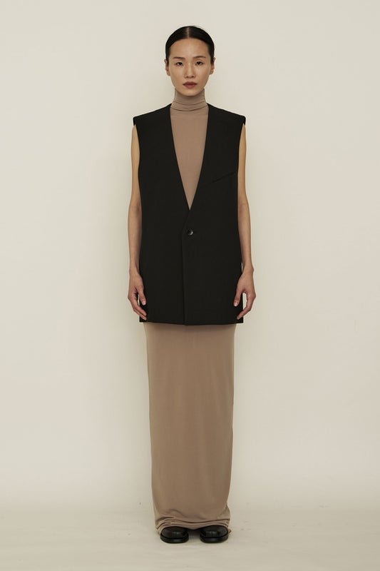 BLACK COTTON SUIT VEST