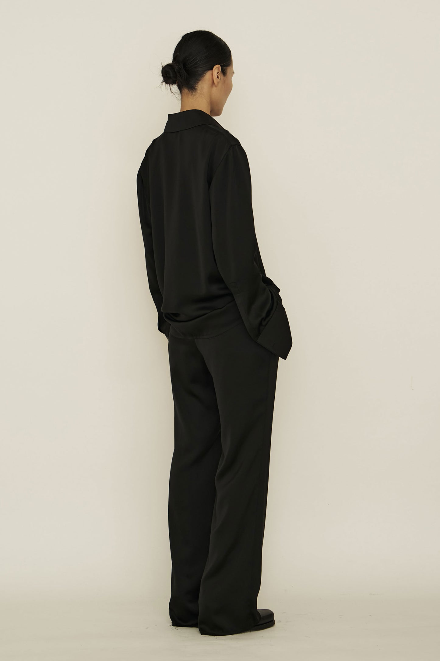 BLACK ACE DRAWSTRING RAW EDGE TROUSERS