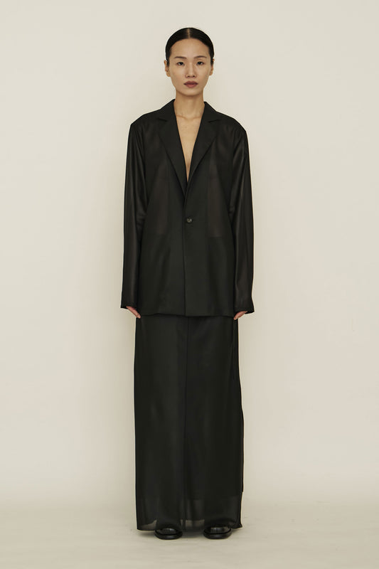 BLACK CHIFFON BLAZER SHIRT