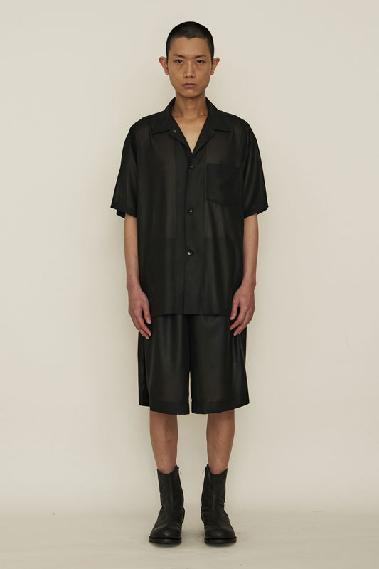 BLACK CHIFFON SHORT SLEEVE SHIRT