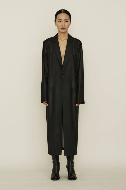 BLACK CHIFFON BLAZER DRESS