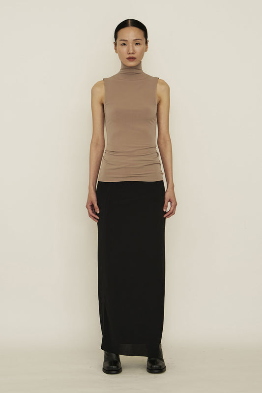 NUDE SKINNY HIGH NECK SLEEVELESS TOP