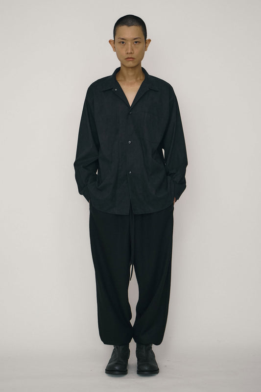 BLACK FAUX-SUEDE LONG-SLEEVE SHIRT JACKET (MADE TO ORDER)