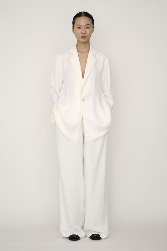 WHITE SATIN WIDE PANTS