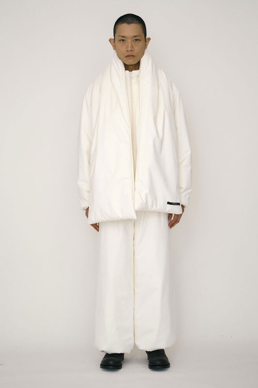 WHITE FAUX-SUEDE PADDED SCARF